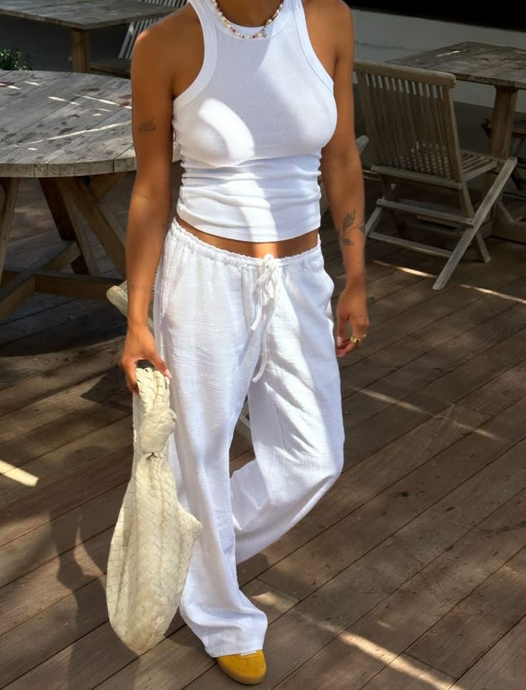 white Linen Pants Women