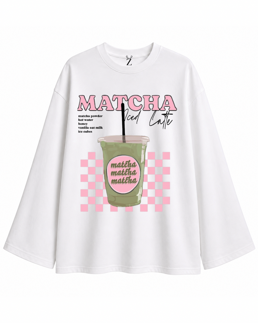 Long sleeve Tshirt Women Oversized matcha
