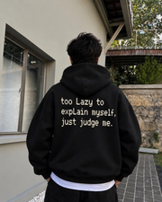 Too Lazy To Explain Myself Oversized Hoodie – Black | ZCLOTHING