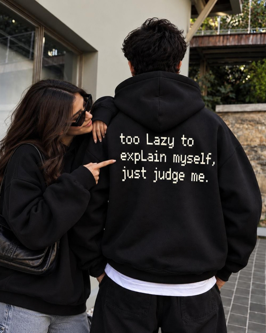 Too Lazy To Explain Myself Oversized Hoodie – Black | ZCLOTHING