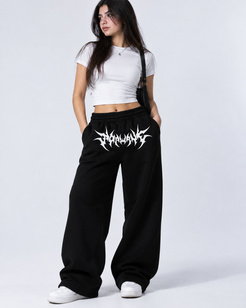 Black Wide-Leg Cotton Pants for Women | ZCLOTHING Egypt