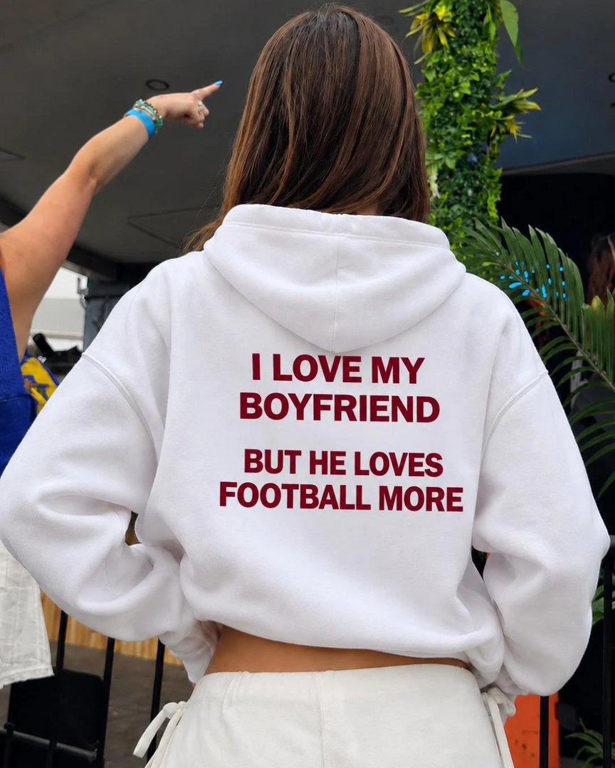Women's White Oversized Hoodie with Red Print | ZCLOTHING Egypt