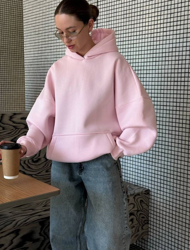 Women’s Pink Oversized Hoodie – Better Late Than Ugly