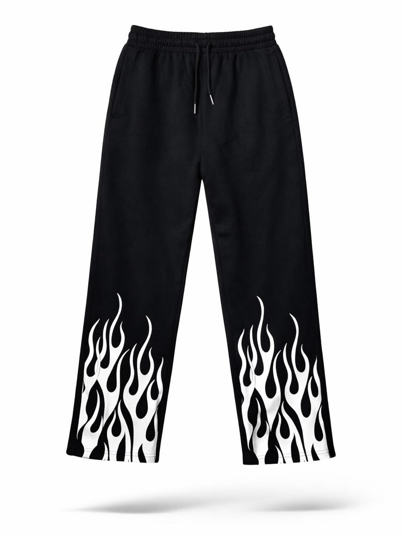 Black Flame Print Sweatpants – ZCLOTHING